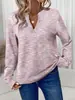2025 Europeo y Americano Transfronterizo Comercio Exterior Amazon Nuevo Producto Primavera y Otoño Mujer Cuello en V Suéter Camiseta de Manga Larga Moda y Versátil Top