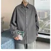 Camisa de Manga Larga para Hombre Otoño Delgada Versátil Chaqueta Camisa Estilo Coreano Moderna Holgada Color Sólido Estilo Hong Kong Business Casual