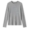 Capa base de cachemira para mujer, estilo nuevo de otoño e invierno, ligera, suave, ropa interior, top de cuello redondo, agradable a la piel, tejido de punto de suéter minimalista