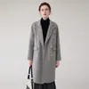 Elegante Abrigo Largo de Lana Doble Faz para Mujer con Hombro Recto y Cuello de Traje, Nuevo Abrigo para Commuting Otoño/Invierno