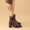 Botas de Punta Francesa con Tacón Grueso y Cremallera Lateral de Algodón Peludo para Mujer 2026 Otoño/Invierno Nuevas Botas de Tobillo Tacón Medio Botas Elegantes Adelgazantes
