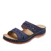2026 Verano Exportación Estilo Étnico Moda Pantuflas Transfronterizas Huecas Tejidas Versátiles Casuales Elegantes Pantuflas de Punta Abierta