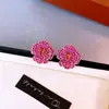 [Flor Dourada Rosa] Brincos de Tarraxa Simples de Flor de Zircônia, Brincos de Luxo Leve de Alta Qualidade, Brincos Versáteis Exquisitos e Modernos para Mulheres