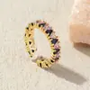 Anel de Dedo Geométrico com Abertura em Zircônia Triangular Estilo Coreano Banho de Ouro 18k Cobre Design de Luxo Leve Nicho para Mulheres
