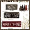 Set de Cuatro Piezas de Madera Señales Decorativas de Mesa Navideña, Sombreros Navideños, Piezas de Letrero de Madera para Decoración de Mesa Navideña, Soporte de Capas
