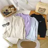 Outono de 2025 Nova Roupa Infantil Alo Camiseta Básica com Letras Meninos Meninas Manga Longa Camiseta Fashionável Estilosa Quente Top