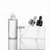 Botella Transparente de Hombro Plano para Aceite Esencial, Botella de Esencia, Botella Gotero con Punta de Plástico Esmerilado, Botella Dispensadora de Muestras para Productos de Cuidado de la Piel, Botella Vacía de Vidrio