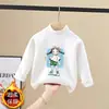 Camiseta Interior de Manga Larga para Niña 2026 Otoño/Invierno Nuevo Estilo Forro Polar Infantil Niña Pequeña Elegante Cuello Semi Alto Moda Camiseta