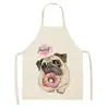 Delantal Lindo de Dibujos Animados Europeo y Americano Delantal de Cuello con Estampado de Perro de Animación Delantal de Lino para Cocina Casera para Conjunto