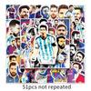 51 adesivos de grafite de Messi, estrela da La Liga sem repetição, bagageiro de carro guitarra carro adesivos de decoração à prova d'água