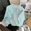 Chaqueta Suéter Blanca Estilo Europeo y Americano Transfronteriza Rusa para Mujer en Otoño e Invierno, Cárdigan de Punto de Imitación de Terciopelo de Visón Suelto de Alta Gama