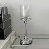 Portavelas de Metal y Vidrio Adornos Cena a la Luz de Velas Adornos de Mesa Sencillo Moderno Ceremonia de Boda Accesorios de Boda Decoración de Habitación Modelo