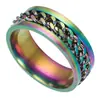 Anillo estilo moderno oro Azul plata cadena de acero inoxidable anillo de dedo regalo