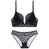 Sujetador push-up sexy, delgado, con espalda descubierta y escote en V profundo para mujer, hace que los pechos grandes parezcan más pequeños, previene la flacidez y proporciona elevación, conjunto de sujetador de encaje