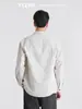 Também, camisa de manga comprida listrada vertical, outono de 2026 masculina, corte solto, ombro caído, com bolso, color block, camisa casual para usar por cima