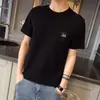 Lx Coqueiro Verão 2023 Bordado Ins Manga Curta Marca Tendência Masculina Manga Meia-Manga Camiseta Branca Camiseta Estilo Hong Kong