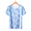 Tejido de Primavera Verano Delgado Mediana Edad y Personas Mayores Camiseta Interior de Manga Corta para Mujer Madre Cuello Redondo Estampada Algodón Puro Camiseta Ropa Interior para Personas Mayores
