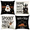 Conjunto de Capas de Almofada Decorativas de Linho para Casa de Halloween com Combo de Capa de Almofada de Sofá de Cabeça de Abóbora Engraçada