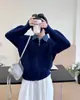 Otoño e Invierno Nuevo Tejido de Punto Transfronterizo Cárdigan para Mujer Estilo Coreano Falso Dos Piezas Holgado Patchwork de Mezclilla Top de Punto Cárdigan para Mujer