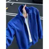 Jaqueta masculina azul cleanfit gola alta padrão escamas de dragão outono primavera curta boxy moderna estilo americano ombro normal cardigã moletom