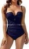 Traje de baño de una pieza para mujer Amazon Push-Up Cruzado Control de Barriga sin Tirantes de Soporte Adelgazante