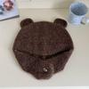 Outono e inverno novo pequeno monstro chapéu redondo orelha chapéu orelha de urso bonito de pelúcia velo chapéu quente proteção da orelha cabeçalho lei feng chapéu