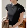 [Use Bons Materiais] Camiseta Curta de Algodão Puro de Cintura Alta para Mulheres, Novo Estilo Verão 2026, Blusa Raglan com Gola Redonda, Camiseta Básica de Manga Curta