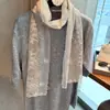 Lenço de Seda Longo com Renda Artística Estilo Coreano, Fino e Respirável, com Toque de Luxo, Lenço de Pescoço para Roupas de Exterior e Proteção do Pescoço