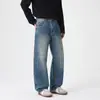 Jeans para hombre estilo coreano, corte recto Clanfit, nuevo modelo otoño/invierno, lavados, básicos simples versátiles azul medio