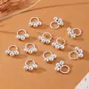 Anillo colgante de tres cuentas de cobre con retención de color alta, bañado en plata gruesa, para pulsera y collar, cuenta espaciadora, material DIY hecho a mano, accesorios de joyería al por mayor