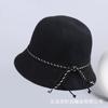 Chapéu de lã com laço de amarração para outono e inverno, chapéu feminino estilo japonês, chapéu de pescador quente para todos os tipos de ocasiões, chapéu pequeno de balde da moda