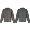 Yidao Vintage Otoño 2026 Nueva Colección: Suéter cárdigan de punto de color sólido retro americano, corte holgado, con botones, para hombre