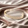 Pulsera de Moda Europea y Americana de Metal Acero de Titanio para Mujer con Diseño Geométrico Diamante Hebilla de Resorte Pulsera Calada Serie de Empalme Multicapa
