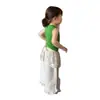 Conjunto de Dos Piezas para Niñas Estilo Coreano Verano 2026 Nuevo Chaleco Delgado de Algodón Verde Ajustado y Pantalones de Pierna Ancha de Encaje Color Albaricoque Bebé