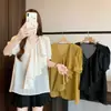 Blusa de Chiffon Feminina Plus Size de Verão Nova com Decote V Estilo Francês Design de Babados Manga Curta Camisa Fina