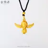 Loja de Ouro Mesmo Estilo Ouro Antigo Incrustado com Diamante Anjo Pingente Moda Versátil Colar Corrente de Clavícula Requintada Retrô para Mulheres