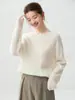 Suéter de Cachemira para Bebé Pequeño 26 Otoño/Invierno Nuevo para Mujer Cuello Redondo Diamante Hueco de Moda que Reduce la Edad Suéter de Punto Capa Base