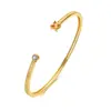 Pulsera Minimalista de Nicho de Gama Alta Abierta de Citrino Amarillo Diseño Original Pulsera Chapada en Oro Plata de Ley S925 Venta al por Mayor desde Fabricante