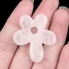 2184-polvo púrpura cristal blanco ágata ojo de tigre tallado en piedra flor colgante DIY flor de cinco pétalos colgante decorativo para joyería