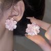 Aretes Largos de Borla de Perlas de Lazo para Mujer Super Hada Flor Blanca Argolla para la Oreja Lujo Ligero Pequeños Aretes de Tuerca con Letra de Chanel