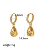 Pendientes Transfronterizos de Acero Inoxidable con Circonita en Forma de Gota Geométrica y Corazón, Personalidad Femenina, Versátiles Pendientes de Acero de Titanio Incrustados con Diamantes