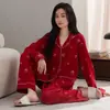 Pijama de Algodón Puro Nuevo Otoño 2026 para Mujer, Conjunto Delgado de Manga Larga y Pantalón Largo Casual Cómodo para Casa, Se Puede Usar al Aire Libre