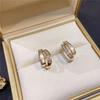 Aretes de Diamantes Flash Microincrustados de Doble Capa para Mujer Estilo Coreano Moda Elegante para el Trabajo Viajero Combinables Sencillos Distintivos Accesorios para las Orejas