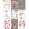 Arte de Uñas Rojo de Año Nuevo, Estilo Chino Suerte Fortuna Carpa Pegatinas para Uñas, Brillo de Concha Patrones de Dibujos Animados en Relieve, Fuegos Artificiales Festivos