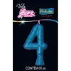 Vela de aniversário N.º 04 Azul Puro com Glitter