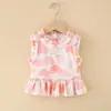 Top Exterior de Algodón y Seda para Niñas con Estampado de Dibujos Animados, Holgado y Transpirable, Lindo Pijama Delgado de Encaje de Verano