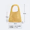 Bolsa de Mão de Corda de Algodão Cor Doce Bolsa Tecida à Mão Bolsa de Malha Vazada Feminina Bolsa Balde para Férias na Praia Bolsa de Pulso