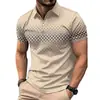 Dropshipping multiplataforma transfronterizo 2026 Camisa polo de verano para hombre europea y americana, impresa, transpirable, de manga corta, con cuello de cremallera
