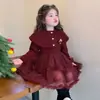 Xale Quente de Lã Estiloso Novo para Meninas Inverno 2025 Vestido Princesa Infantil Vestido de Inverno para Bebê Tendência