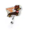 Fivela de Distintivo de Puxar Fácil Mais Vendida da Amazon Cão Dachshund de Acrílico Clipe Traseiro Rotativo Puxador Telescópico em Estoque
